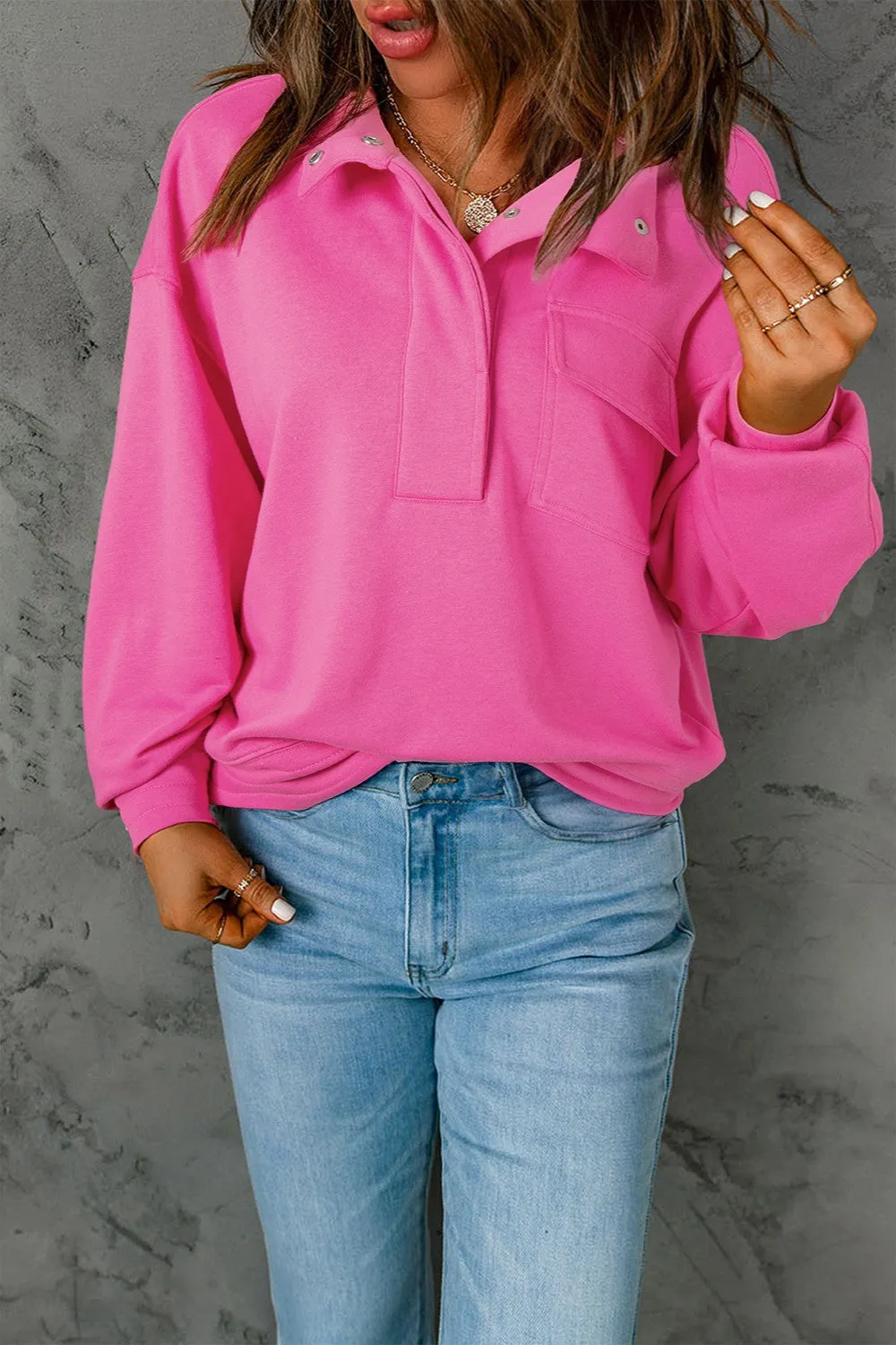 ✨ Half Snap Long Sleeve Sweatshirt – BUTTONED-UP BUT NEVER BORING ✨