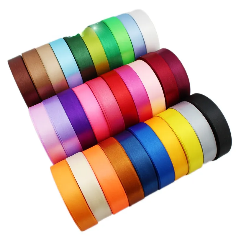 (25 yards/roll) Satin Ribbon Wholesale Gift Packing Christmas decoration diy Ribbons roll fabric (6/10/12/15/20/25/40mm)