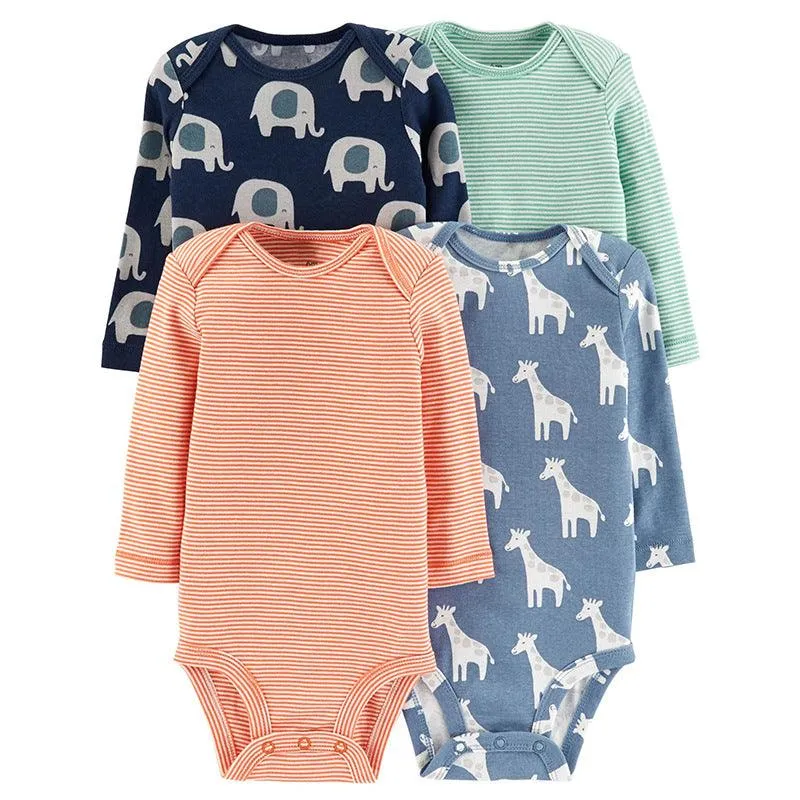 4PCs Set Jumpsuit Baby Girl Long Sleeve Gown Triangle Rompers