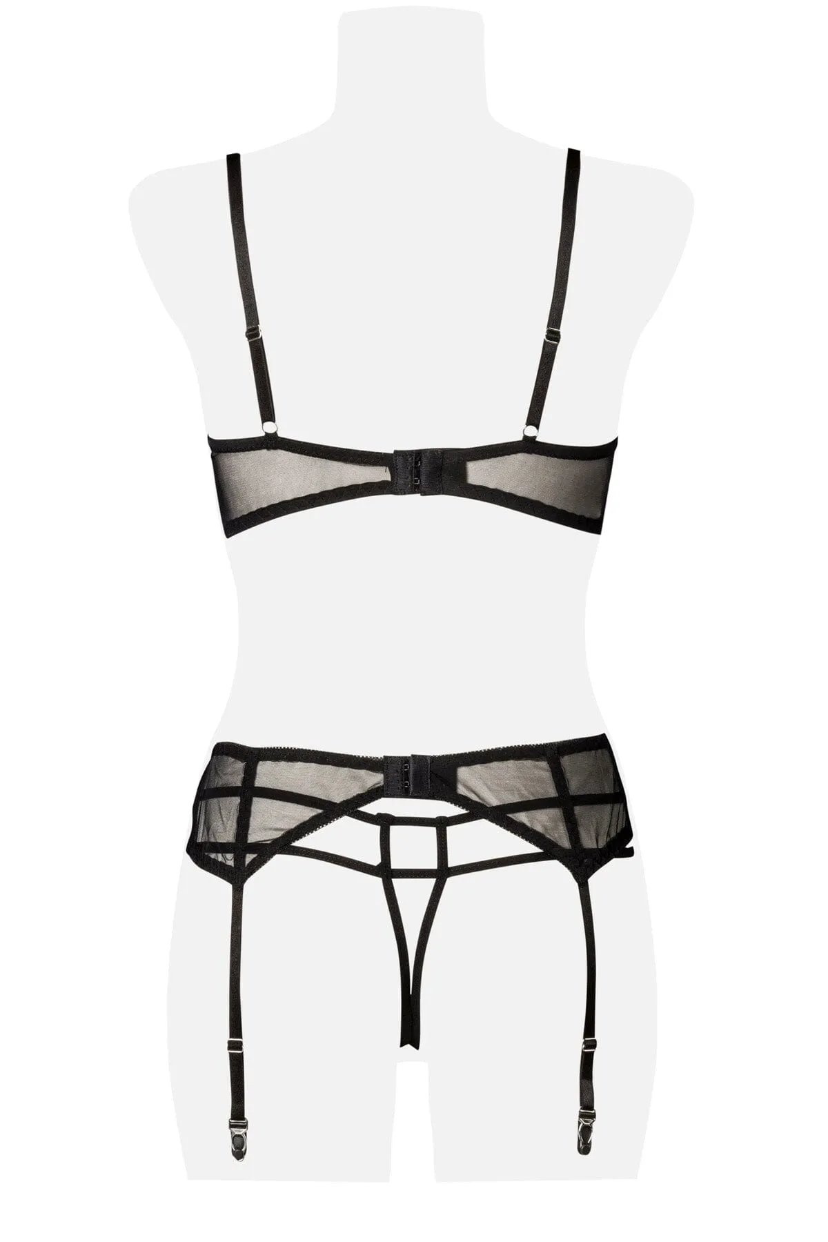 5 Piece Suspender Open Cut Bra & Harness Set