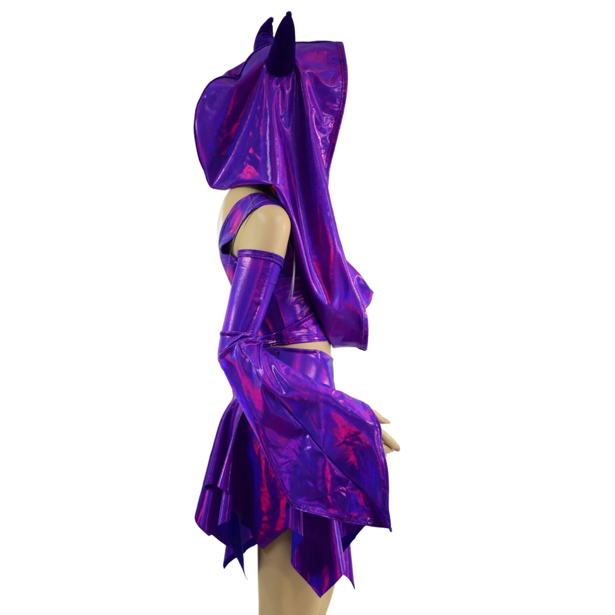 5PC Purple Monster Set with Horned Festival Hood