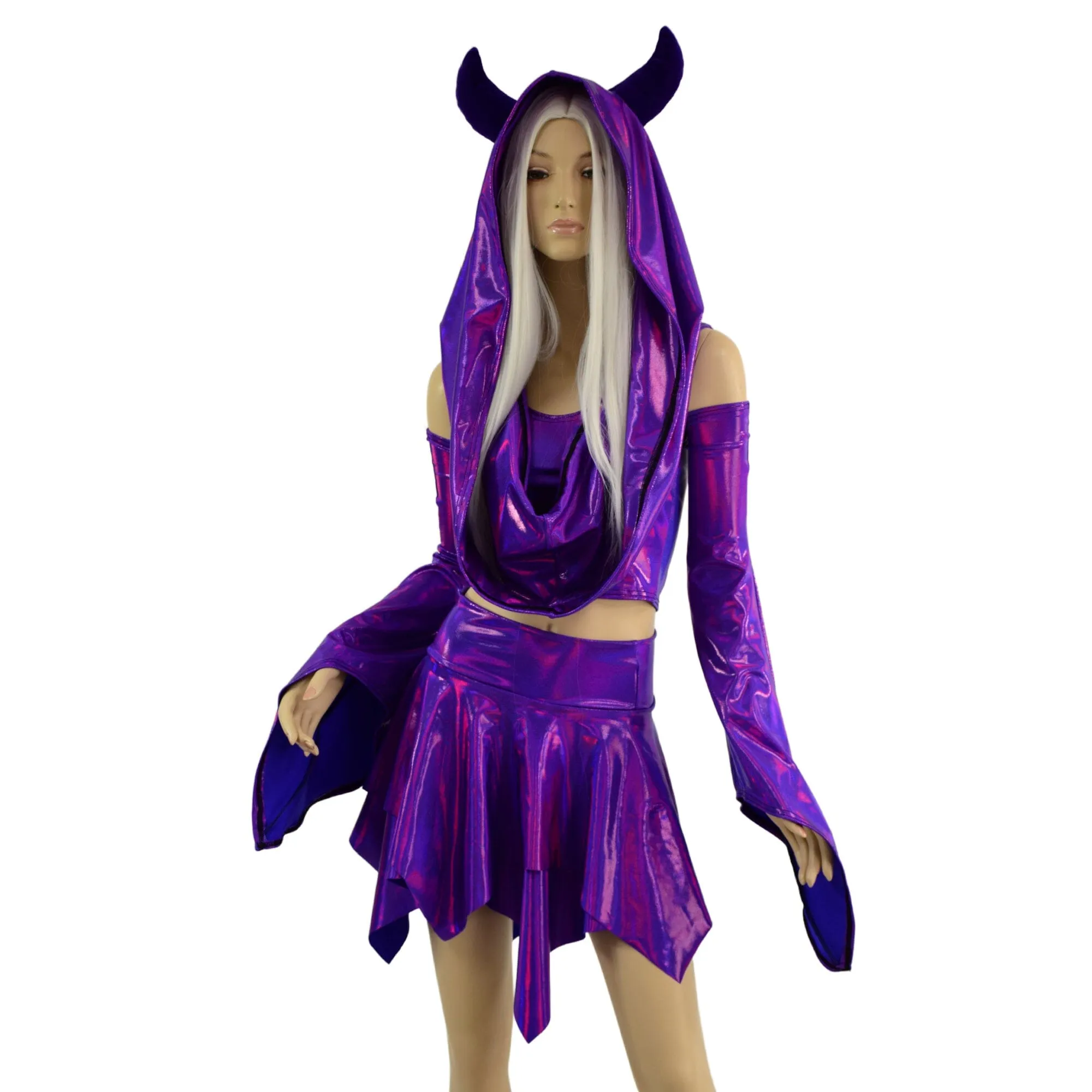 5PC Purple Monster Set with Horned Festival Hood