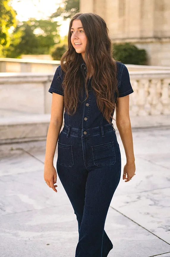 60's Flare Denim Jumpsuit