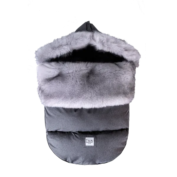 7AM Heather Grey Dark Faux Fur TundraPOD- for stroller