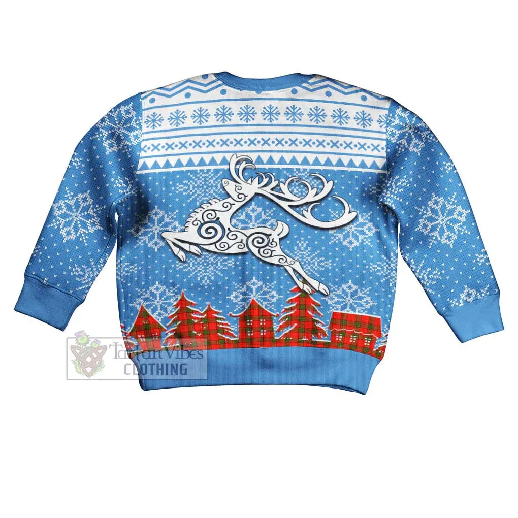 Adair Clan Christmas Kid Ugly Sweater with Tartan and Celtic Reindeer Style