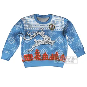 Adair Clan Christmas Kid Ugly Sweater with Tartan and Celtic Reindeer Style