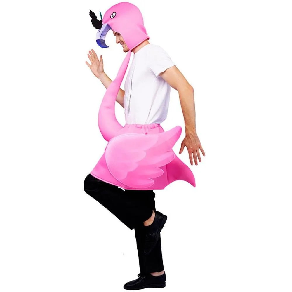 Adult Man Pink Flamingo Funny Jumpsuit Cosplay Stage Performance Costume