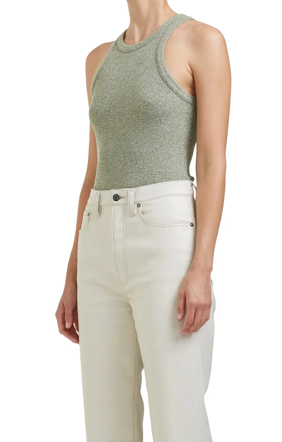 AGoldE - Bailey Rib Tank in Keylime Heather