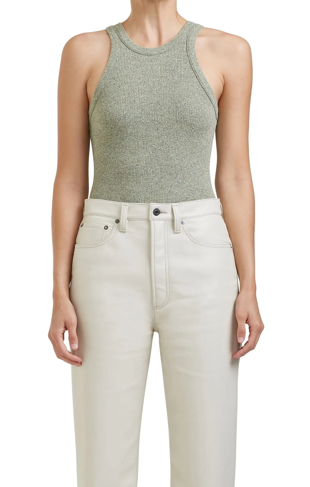 AGoldE - Bailey Rib Tank in Keylime Heather