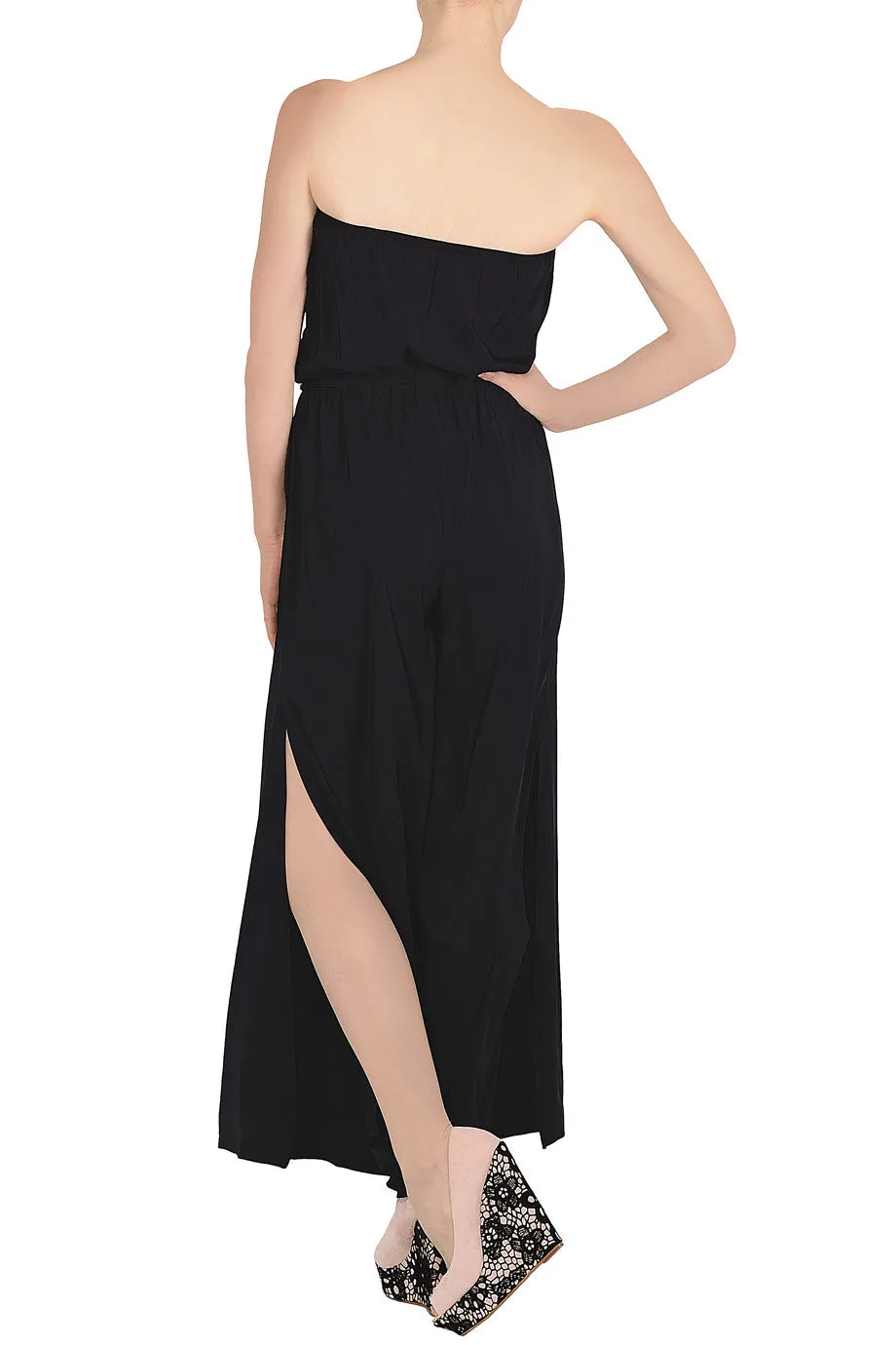 ALICE & TRIXIE CRYSTAL Black Silk Jumpsuit