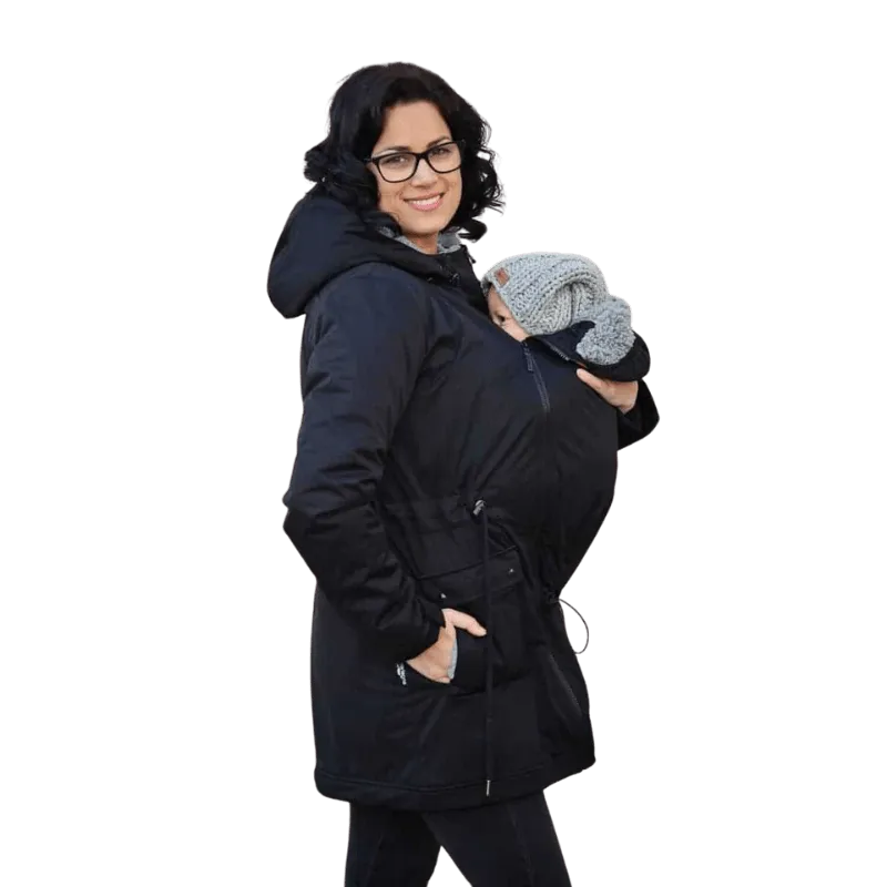 Angel Wings Babywearing Softshell Parka Black