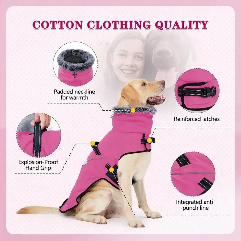 Anniepaw Furry Collar Winter Waterproof Snowproof Windbreaker Harness Coats