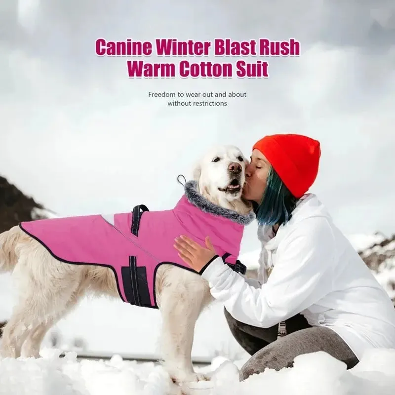 Anniepaw Furry Collar Winter Waterproof Snowproof Windbreaker Harness Coats