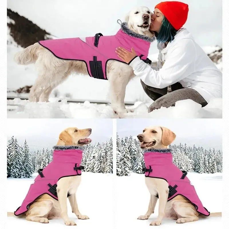 Anniepaw Furry Collar Winter Waterproof Snowproof Windbreaker Harness Coats