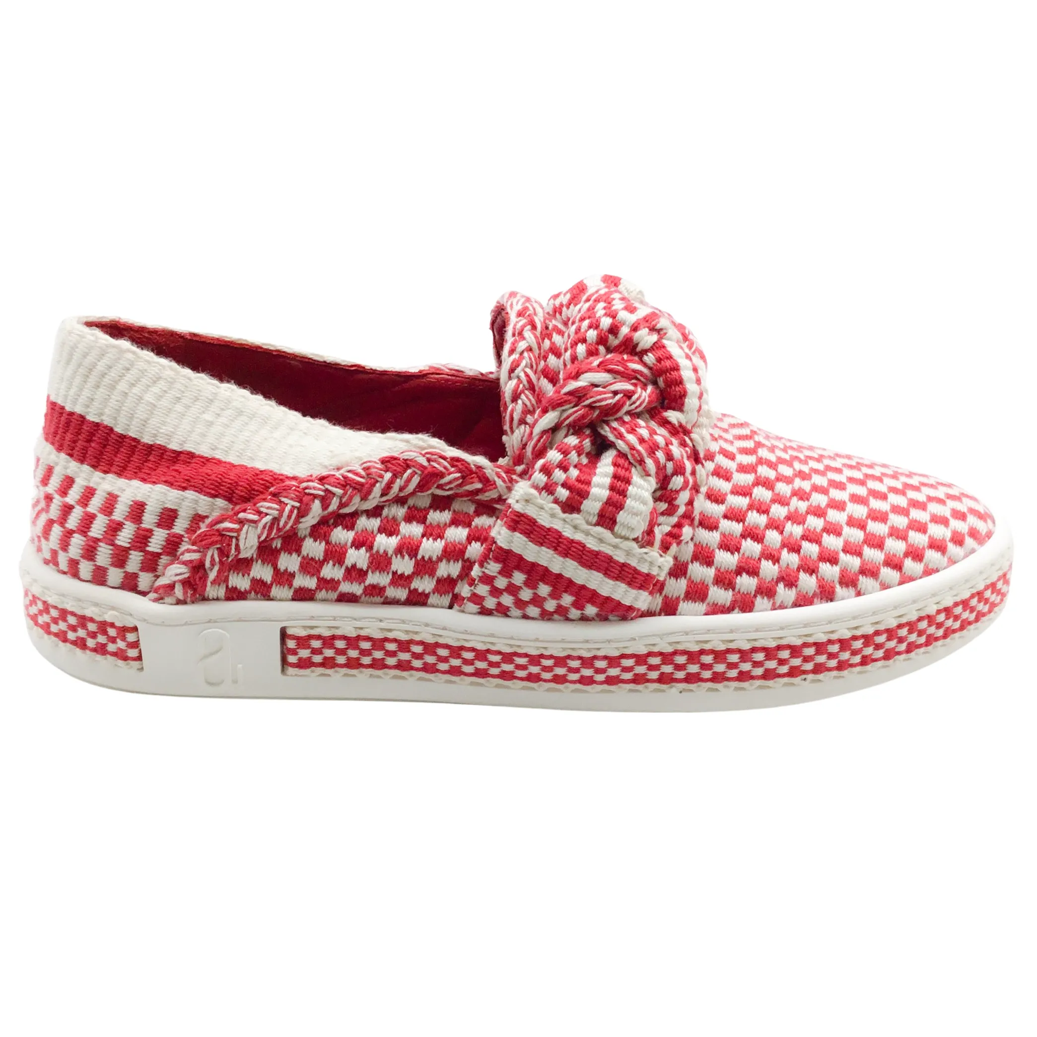 ANTOLINA Red Check Woven Slip On Sneakers