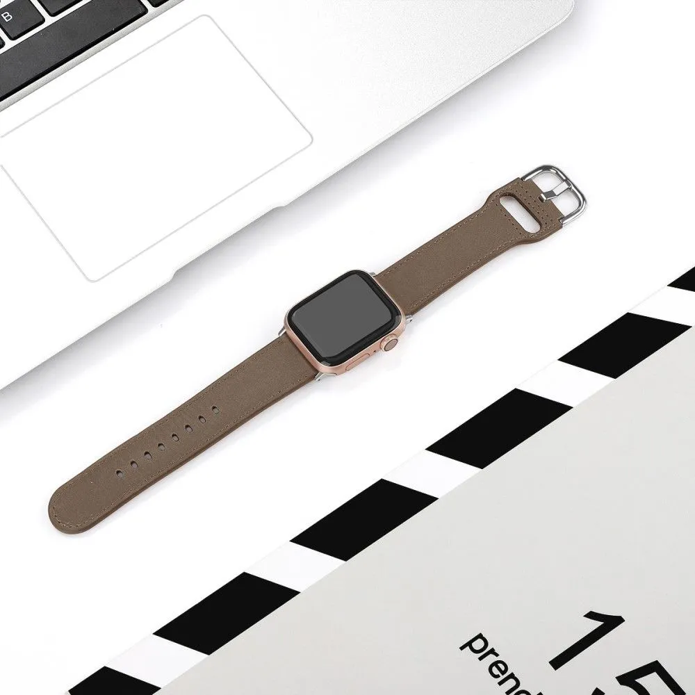 Apple Watch (45mm) top layer genuine leather watch strap - Coffee