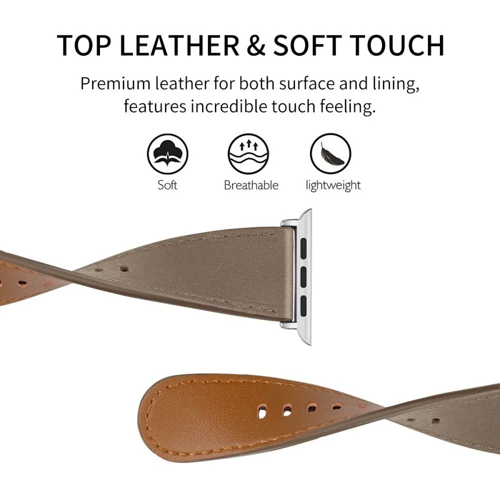 Apple Watch (45mm) top layer genuine leather watch strap - Coffee