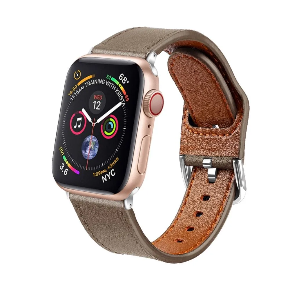 Apple Watch (45mm) top layer genuine leather watch strap - Coffee