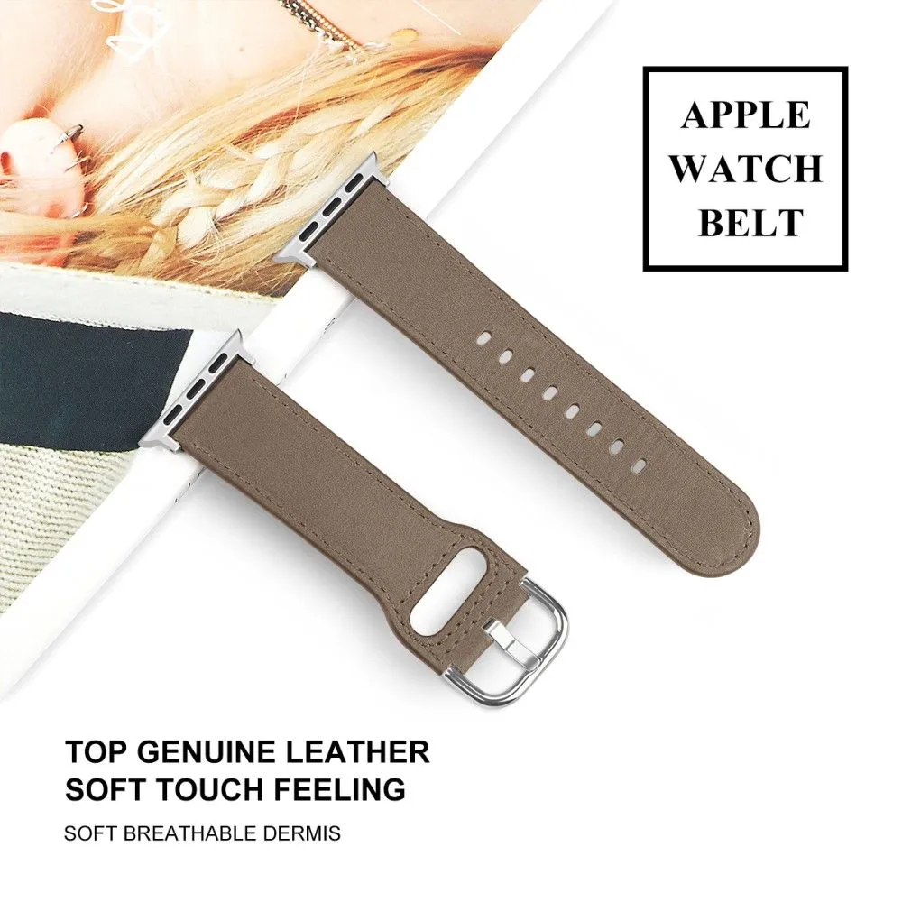 Apple Watch (45mm) top layer genuine leather watch strap - Coffee