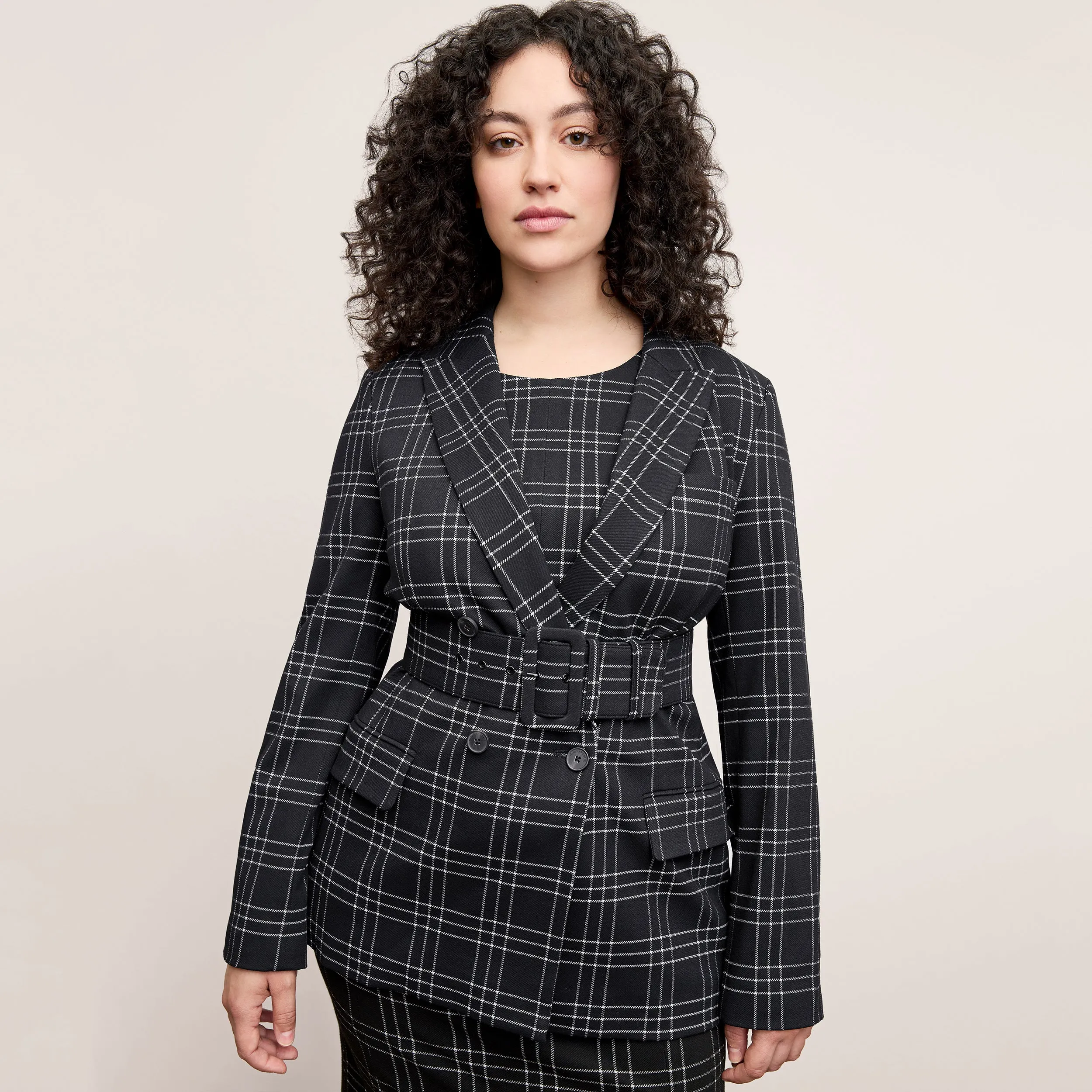 Ashtin Dress - Knit Suiting :: Plaid