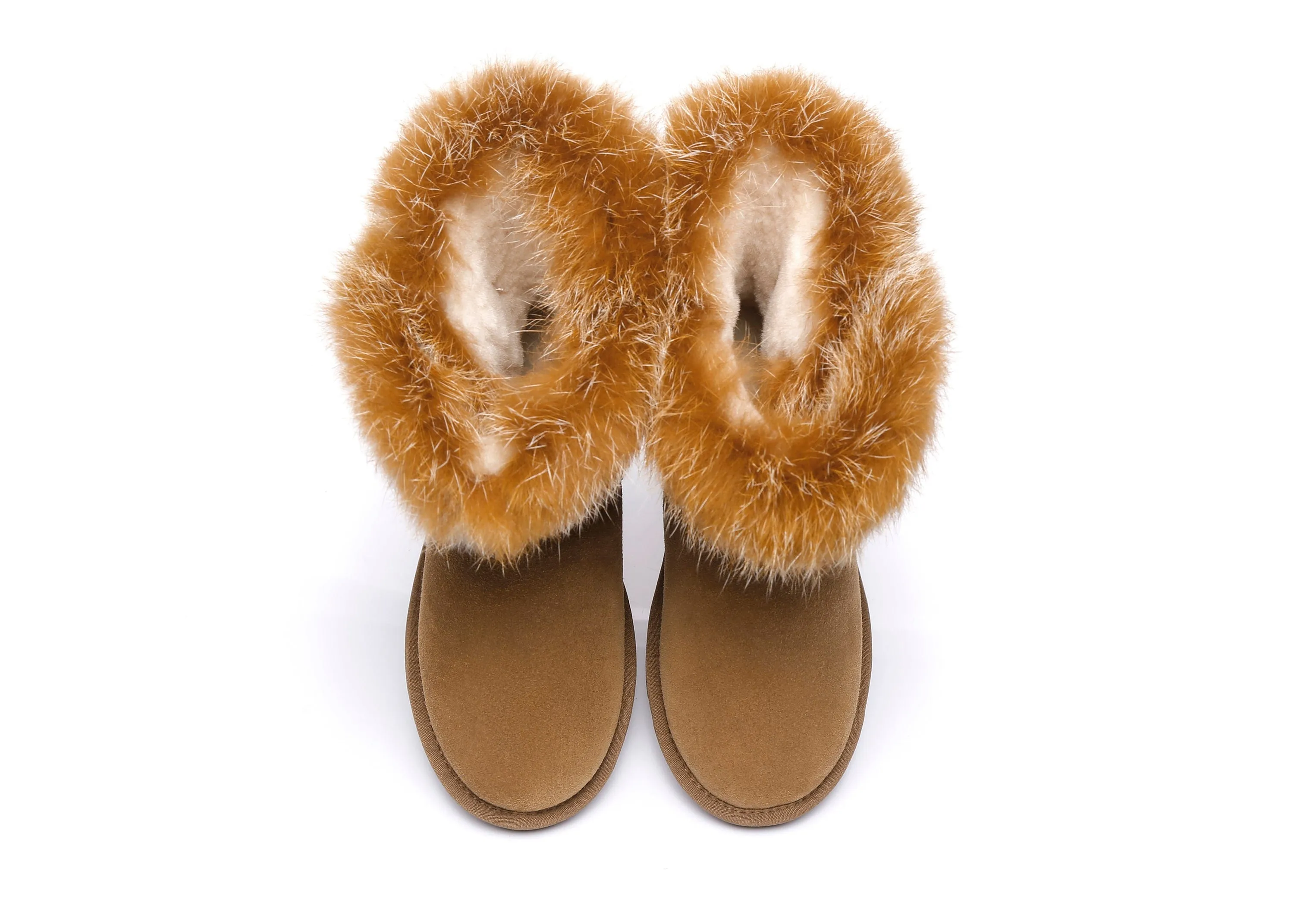 AUSTRALIAN SHEPHERD® UGG Boots Women Sheepskin Wool Collar Short Button Donna