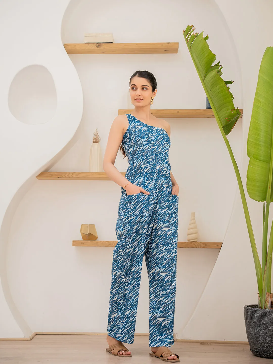 Autumn Oceanic 1 Shoulder Jumpsuit