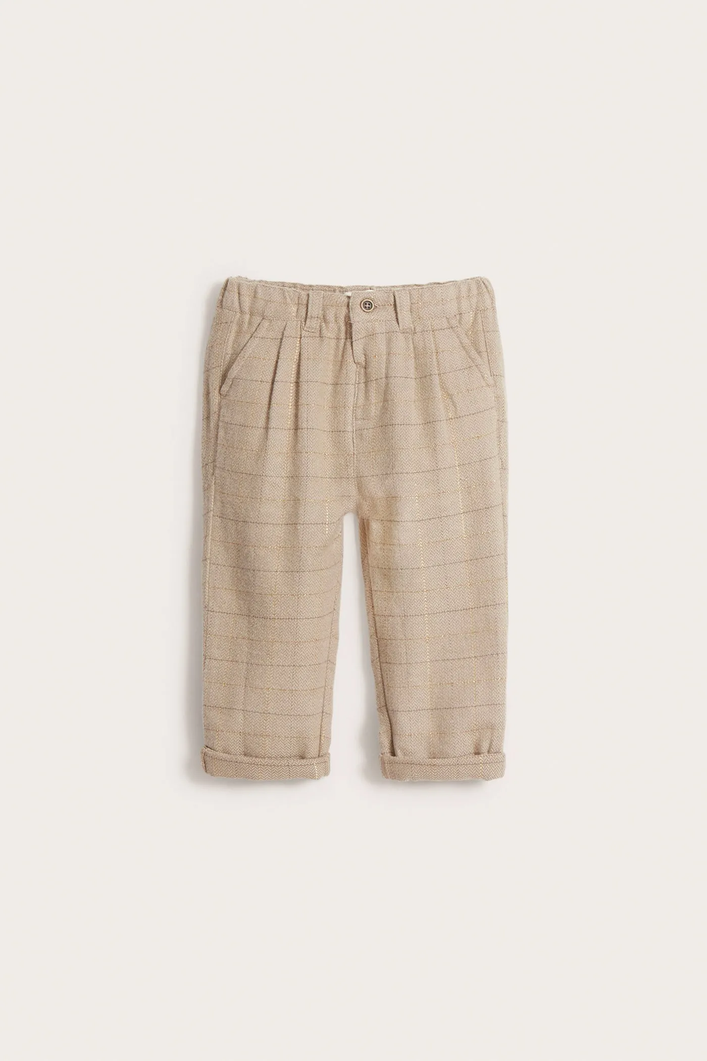 Baby brown/gold herringbone trousers