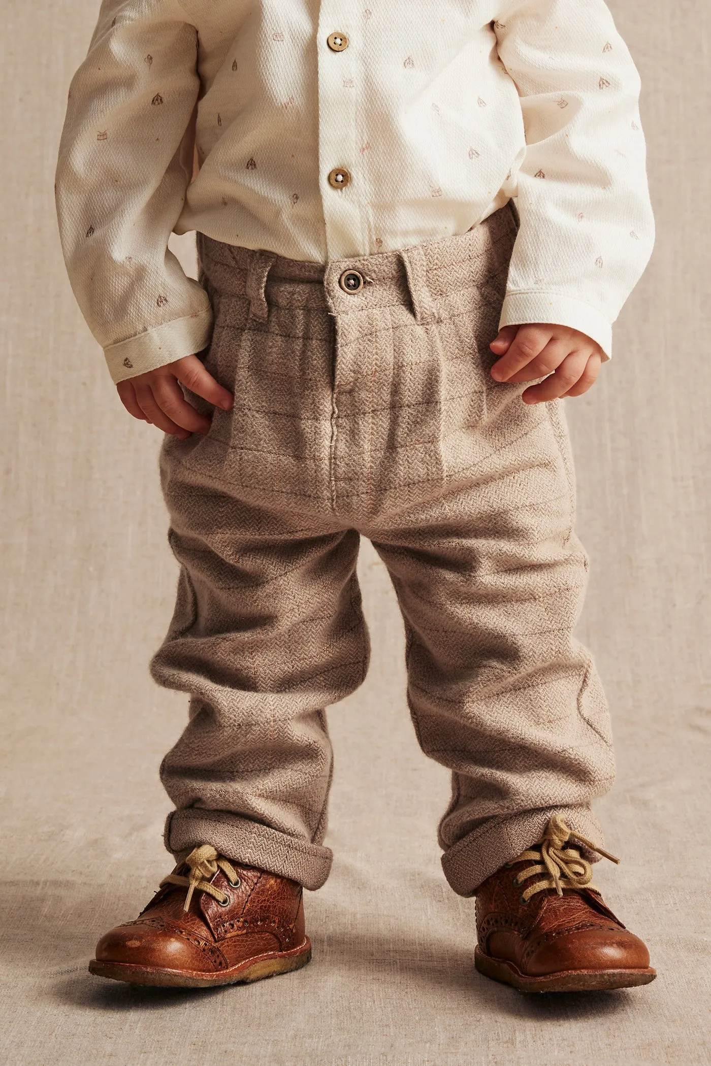 Baby brown/gold herringbone trousers