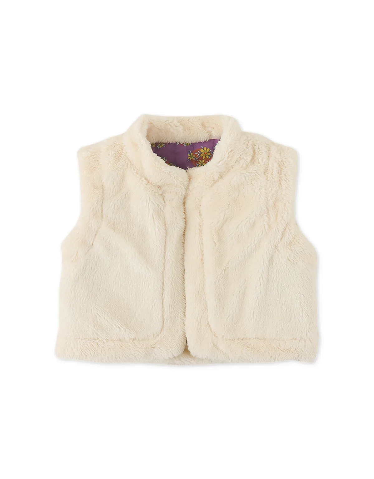 BABY GIRLS FAUX FUR AND PRINTED COMBI REVERSIBLE WADDED GILET