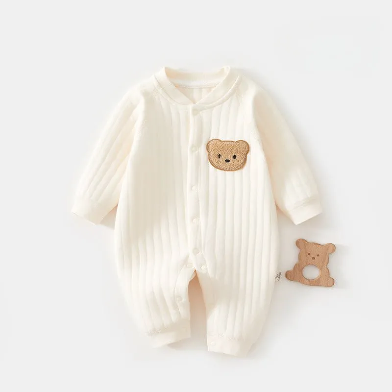 Baby's Cartoon Fuzzy Bear Design Autumn Jumpsuit (7 Designs)