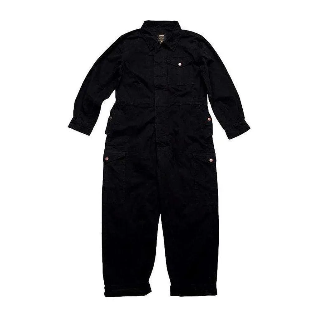 Baggy color jeans jumpsuit for men