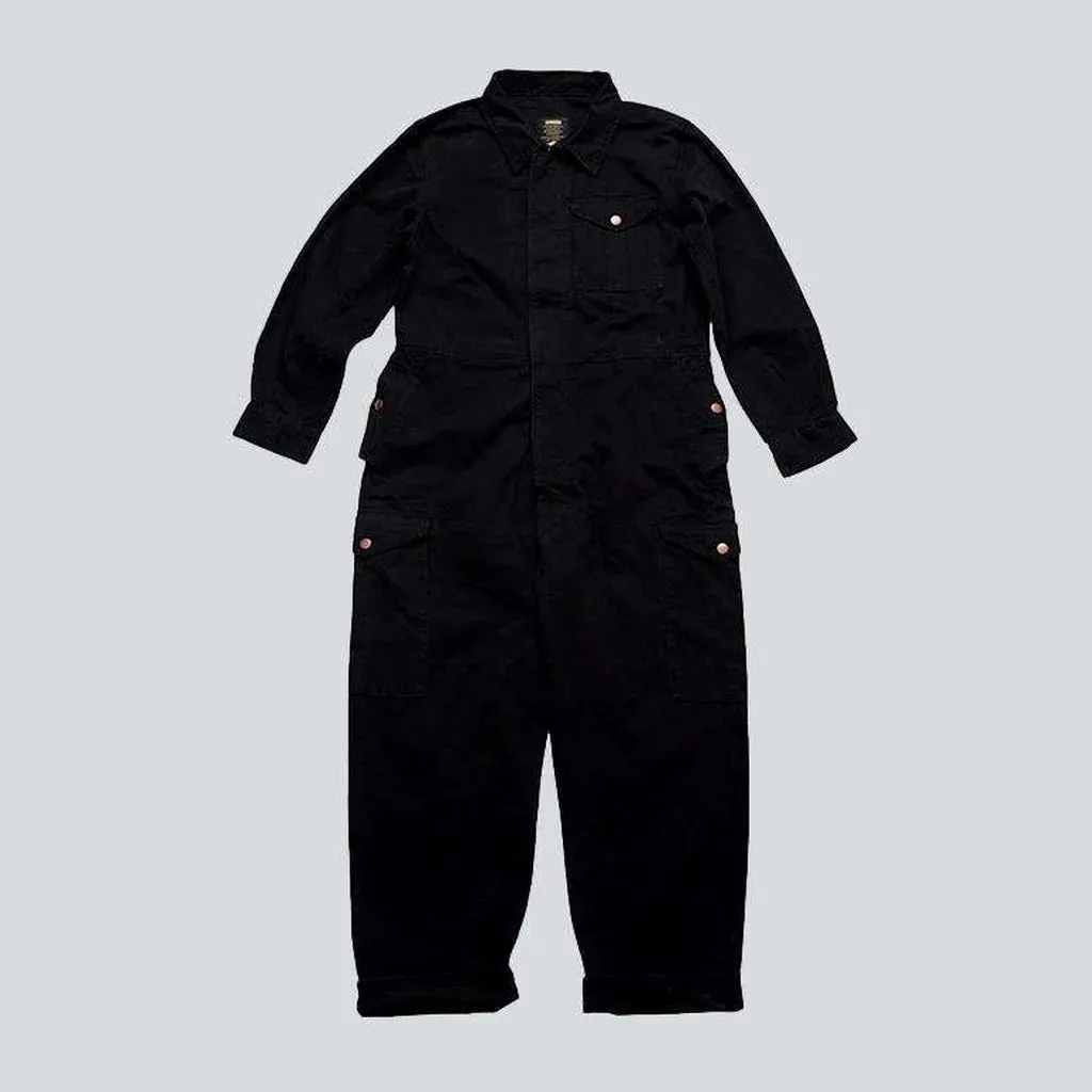 Baggy color jeans jumpsuit for men