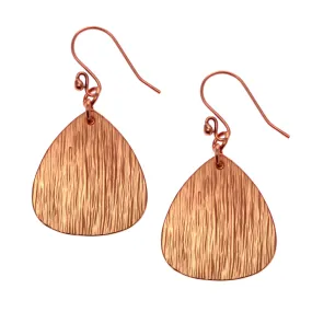 Bark Embossed Copper Triangular Teardrop Earrings