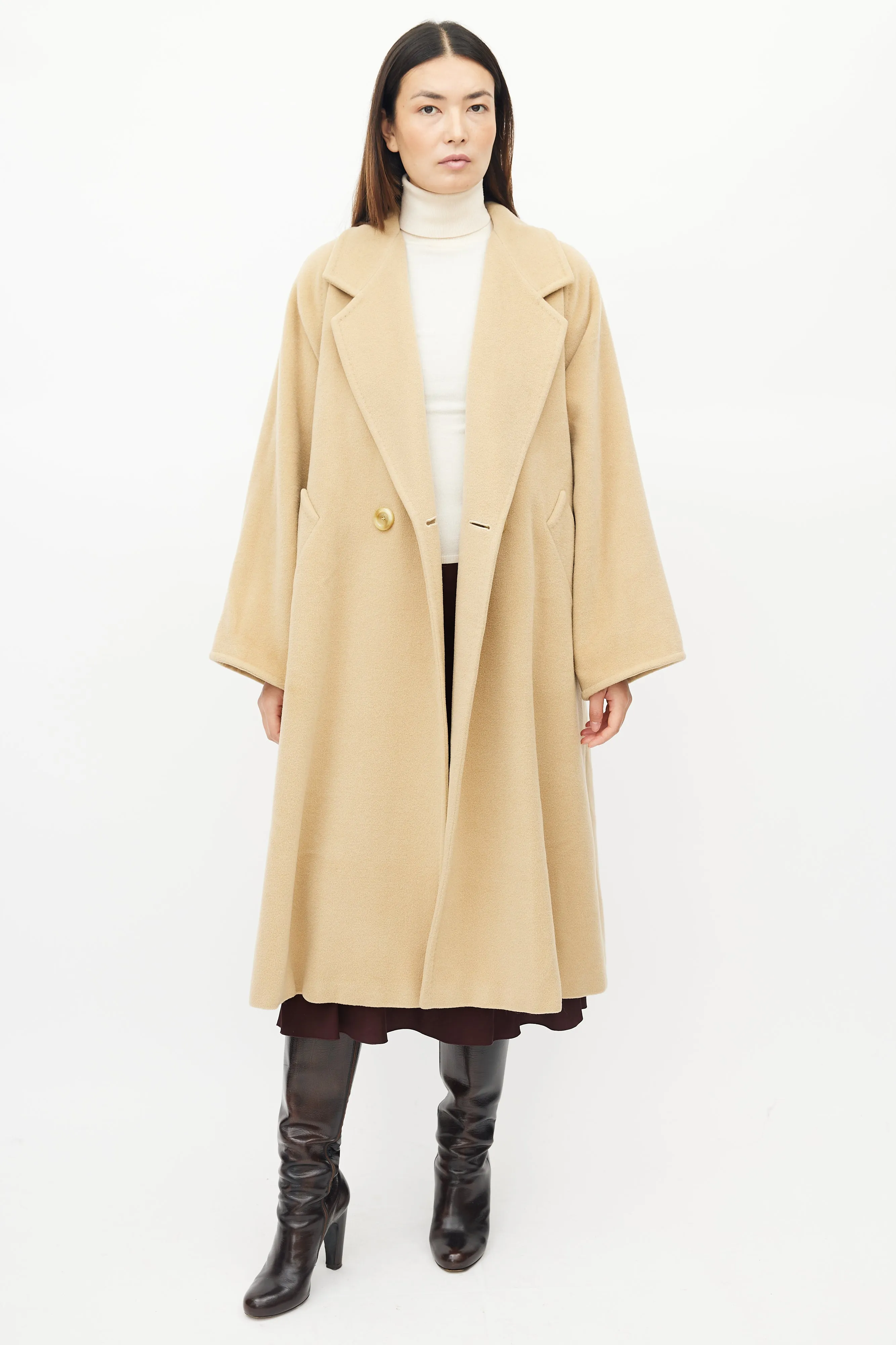 Beige Wool Oversized Coat