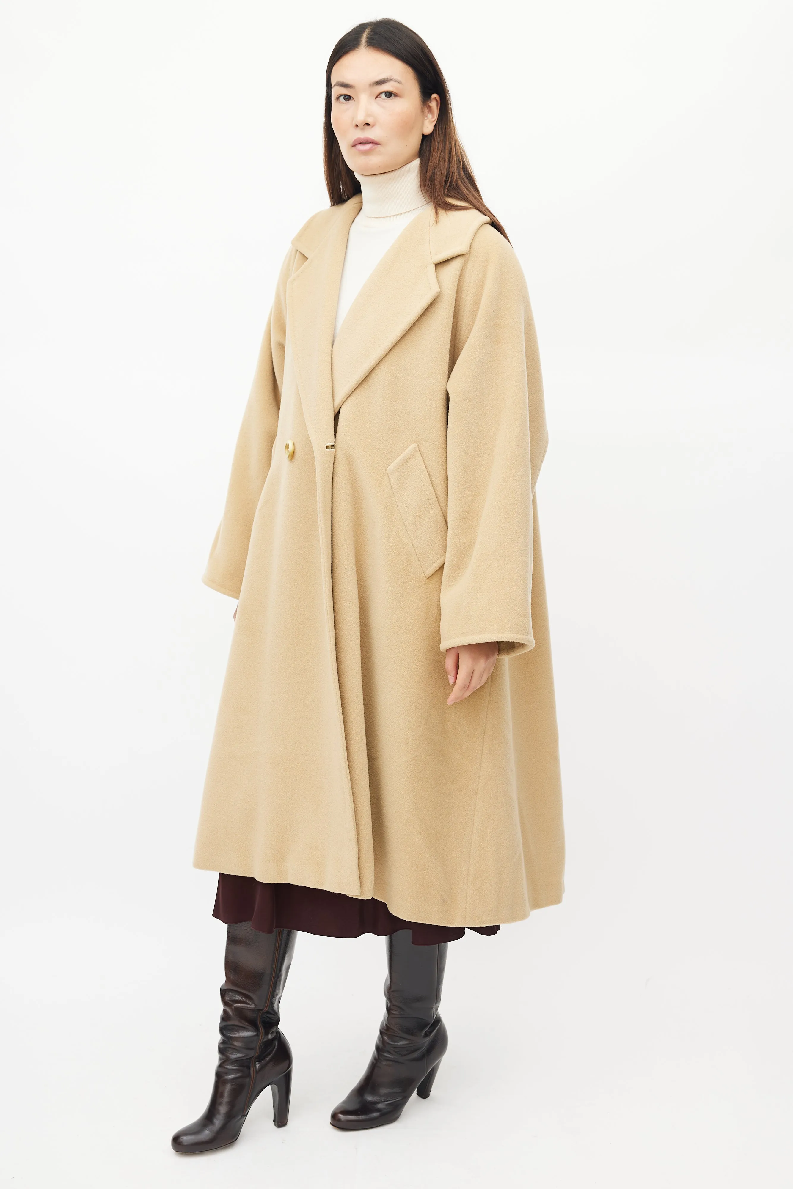 Beige Wool Oversized Coat