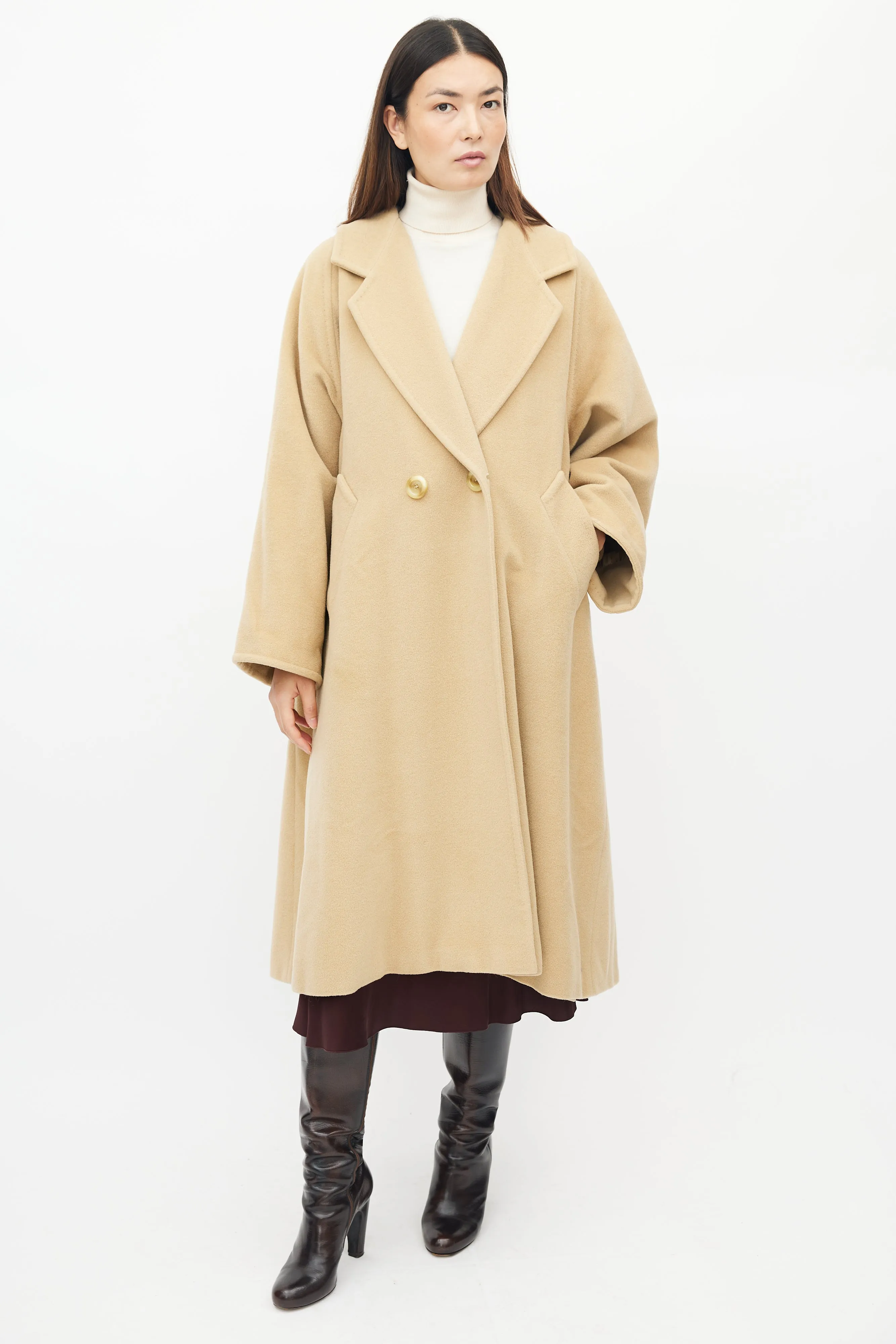 Beige Wool Oversized Coat