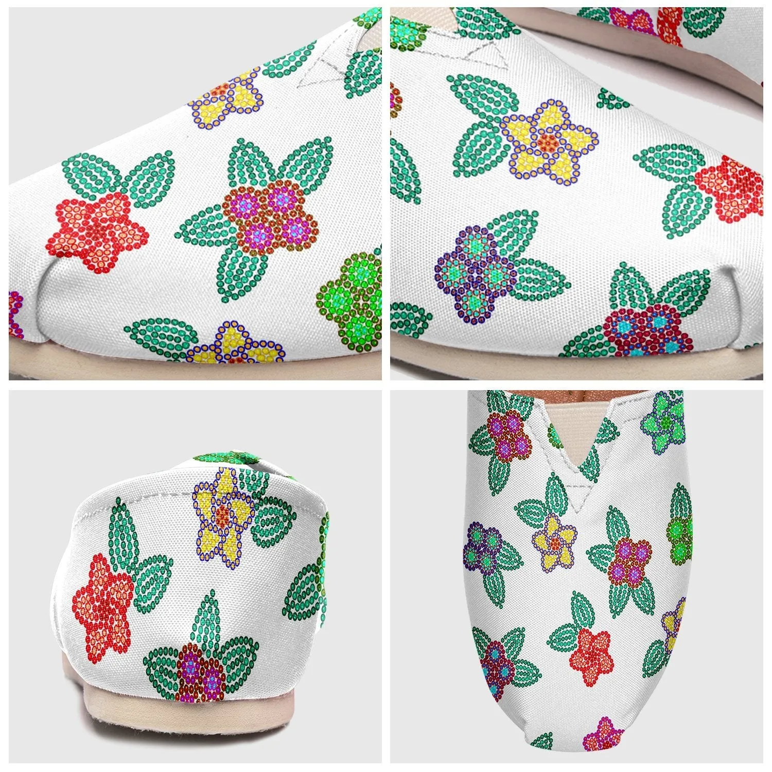 Berry Flowers White Slip On