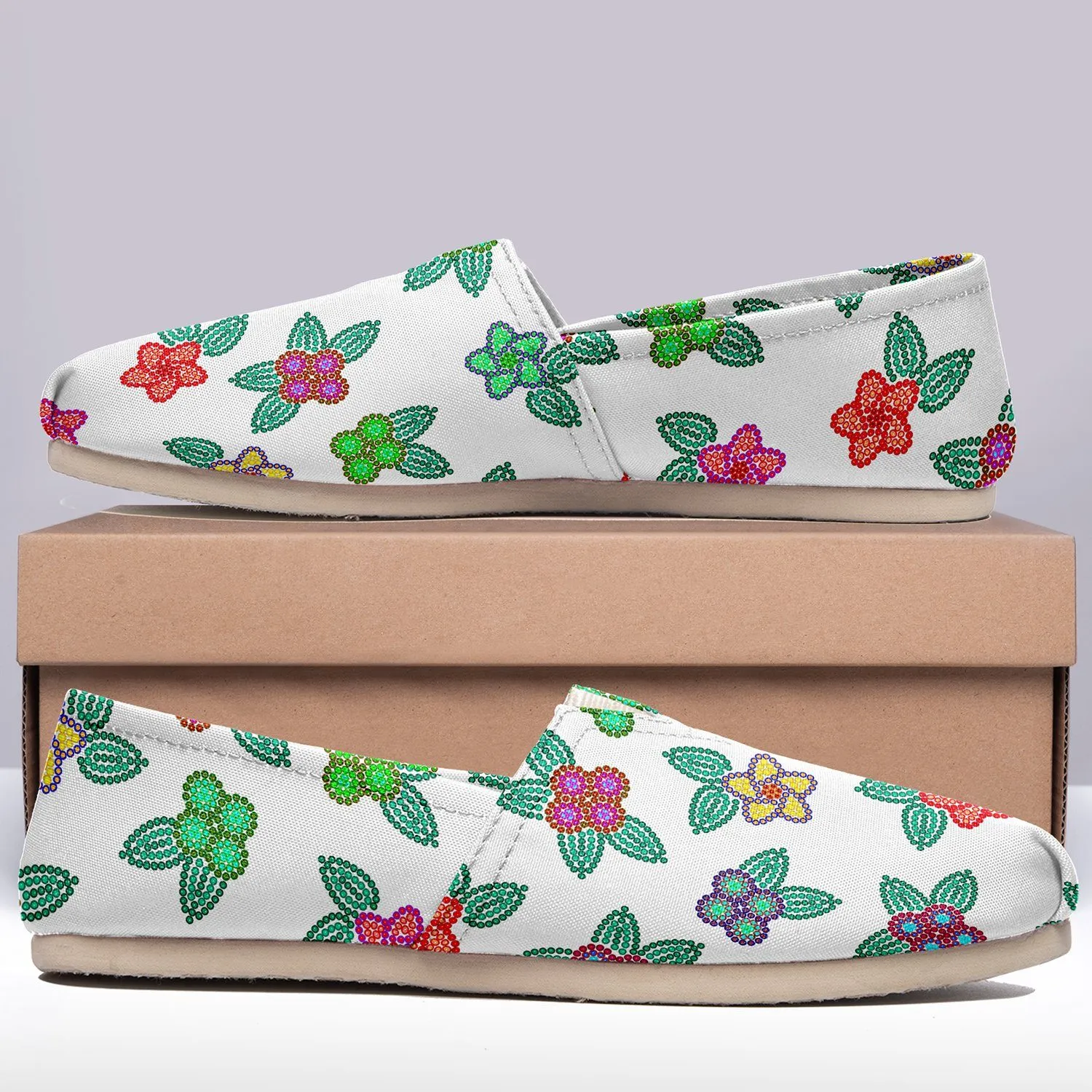 Berry Flowers White Slip On