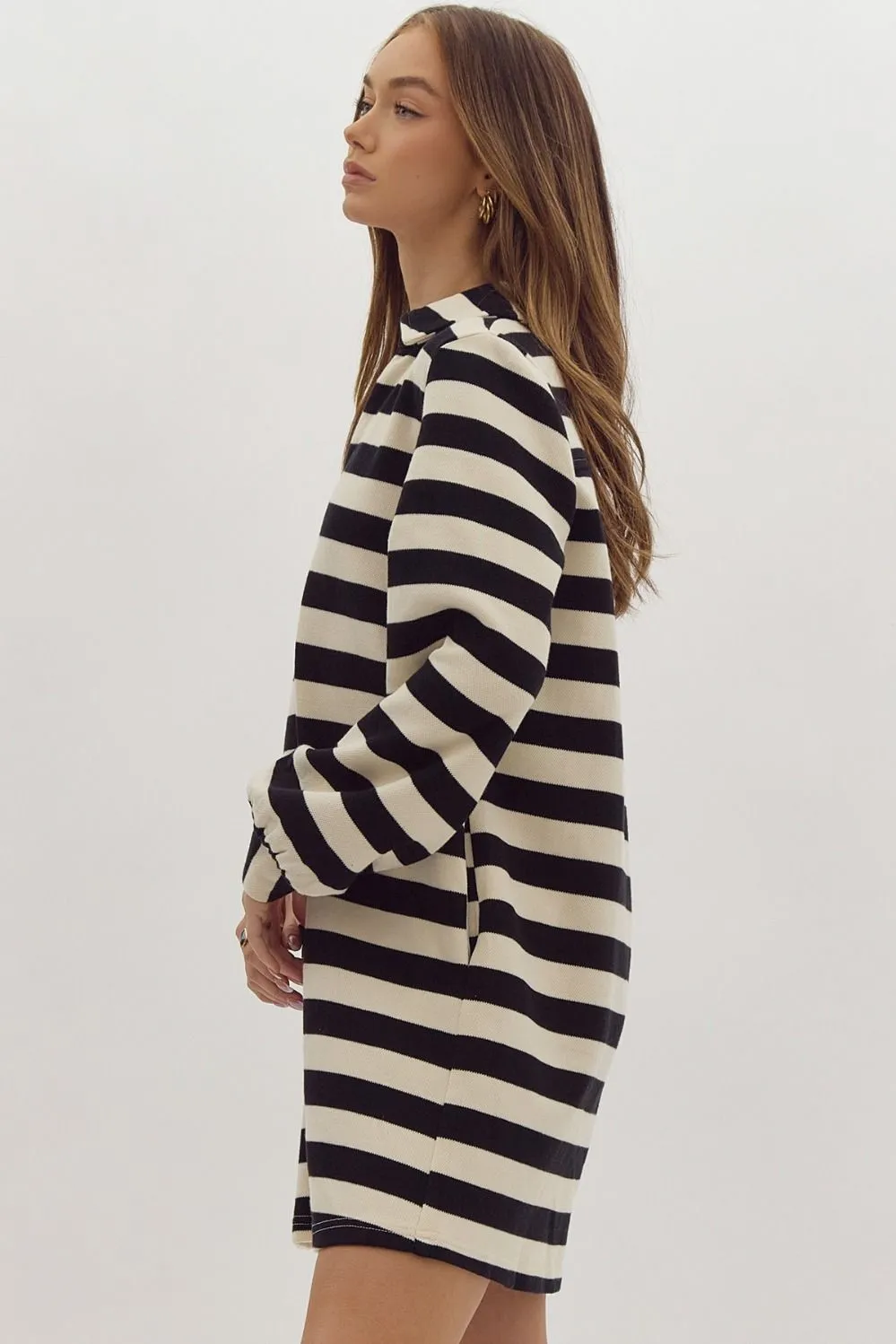 Black & White Stripe Collared Dress