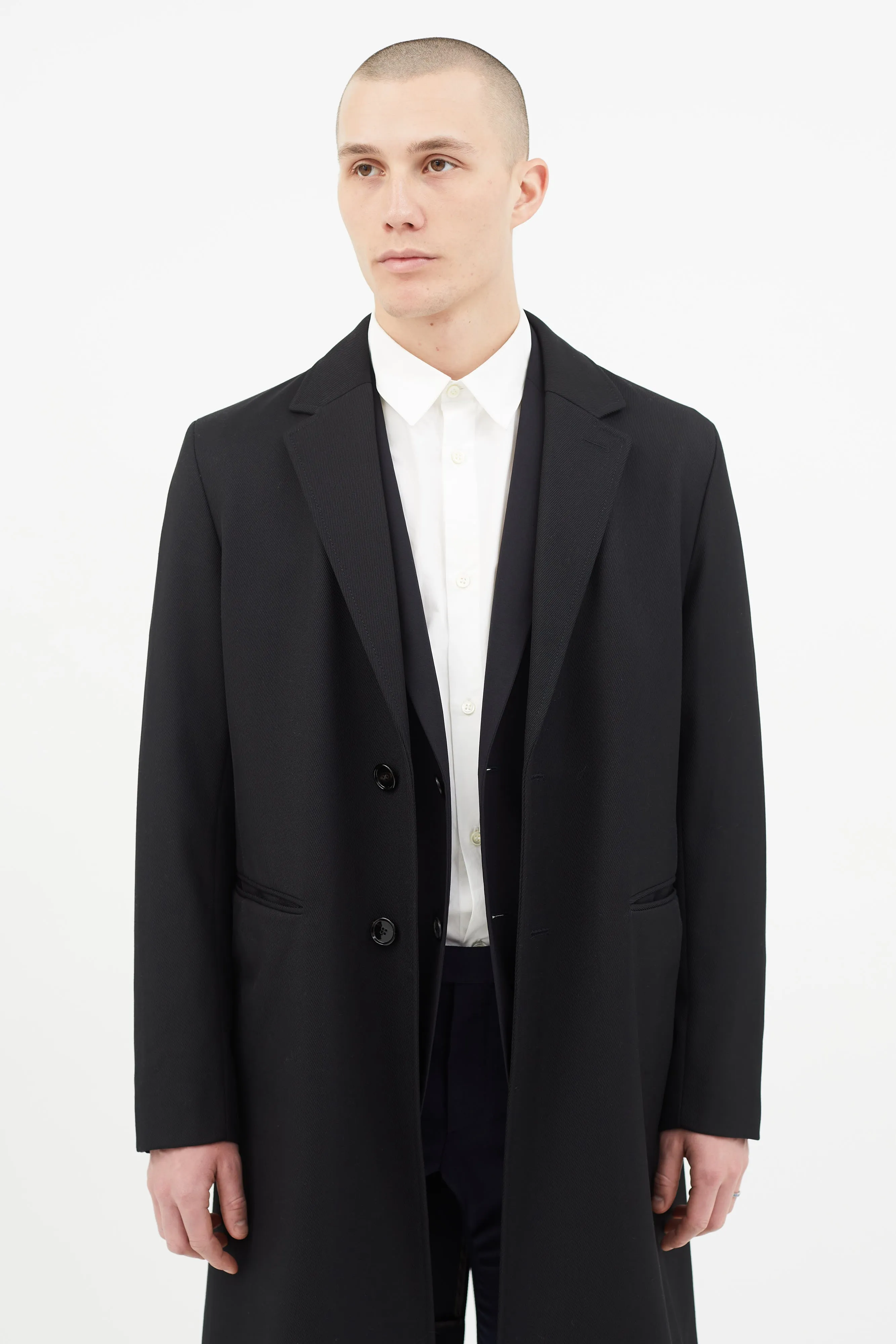 Black Wool Water Repellent Coat