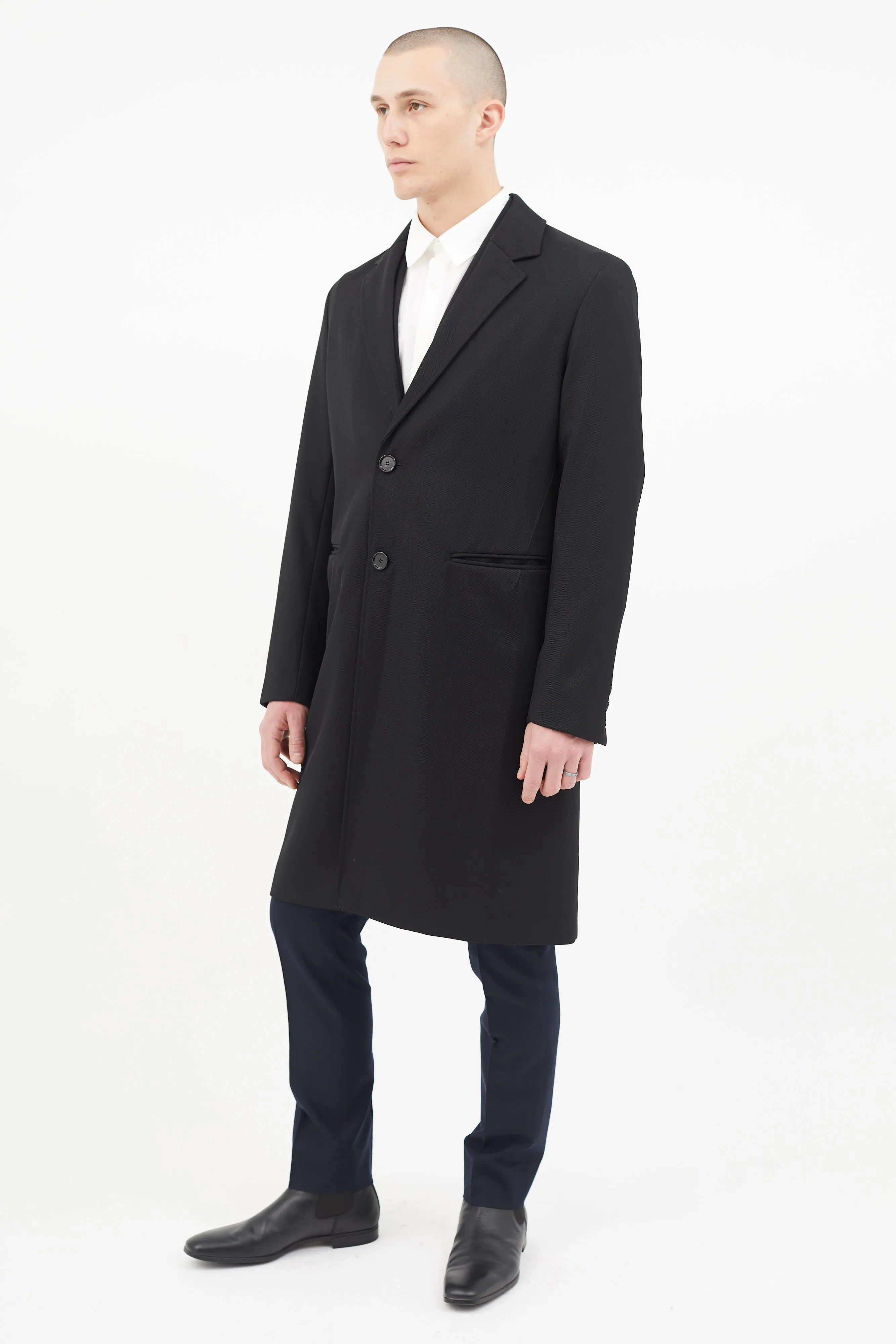 Black Wool Water Repellent Coat