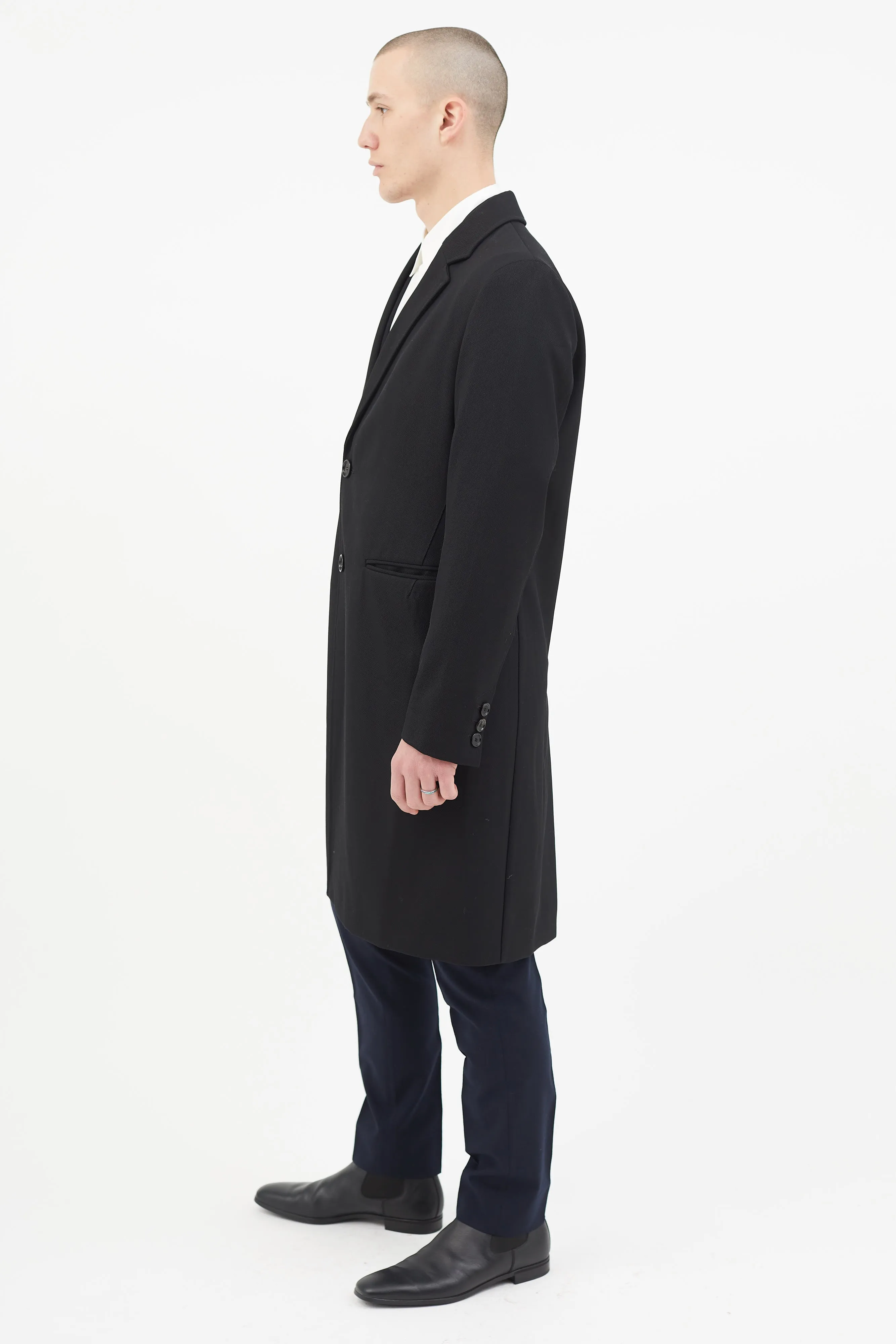 Black Wool Water Repellent Coat