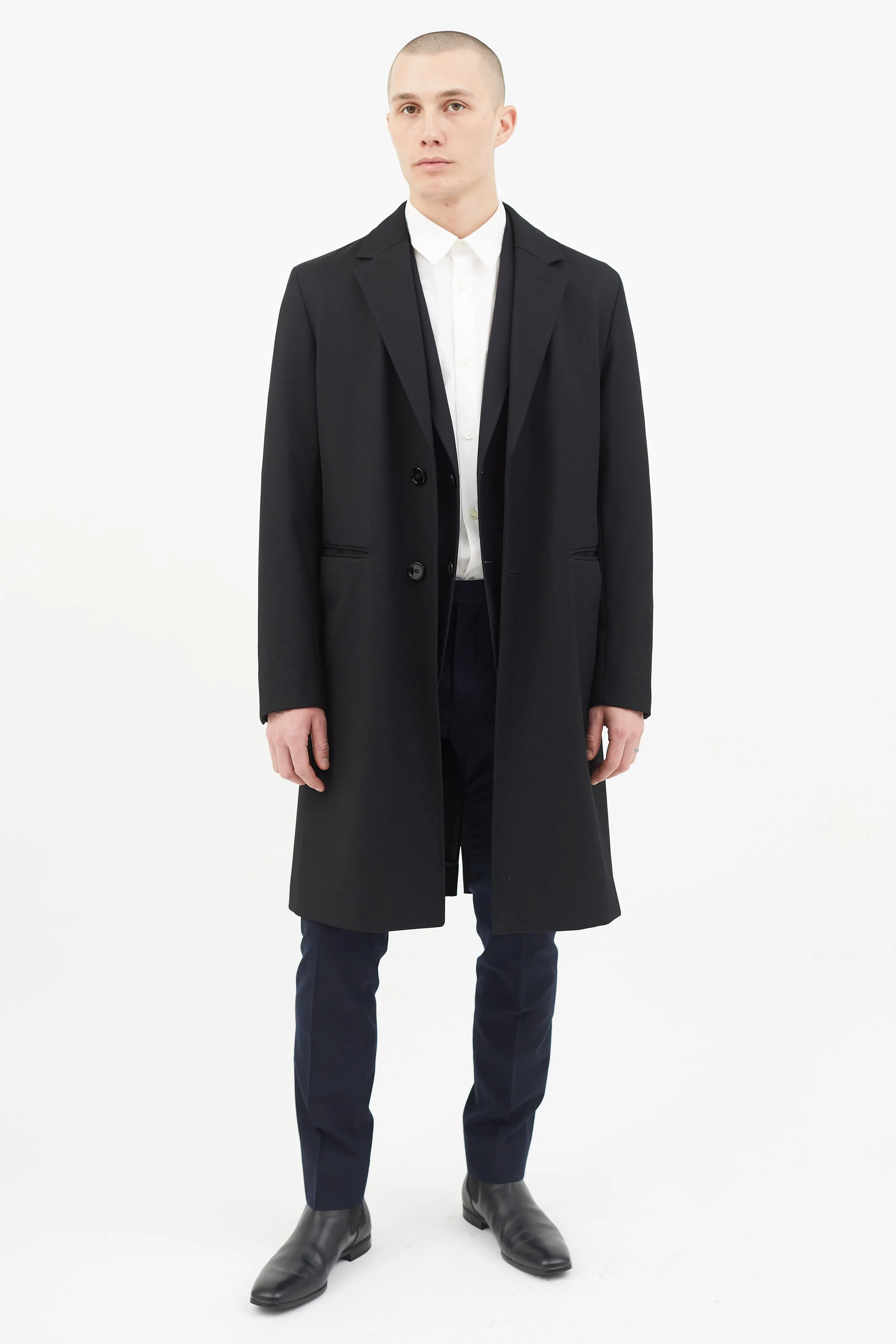 Black Wool Water Repellent Coat