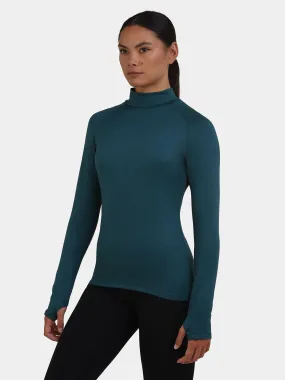 Bliss SuperThermal Long Sleeve Running Mock Neck Top For Women With Thumbholes & Brushed Inner Fabric