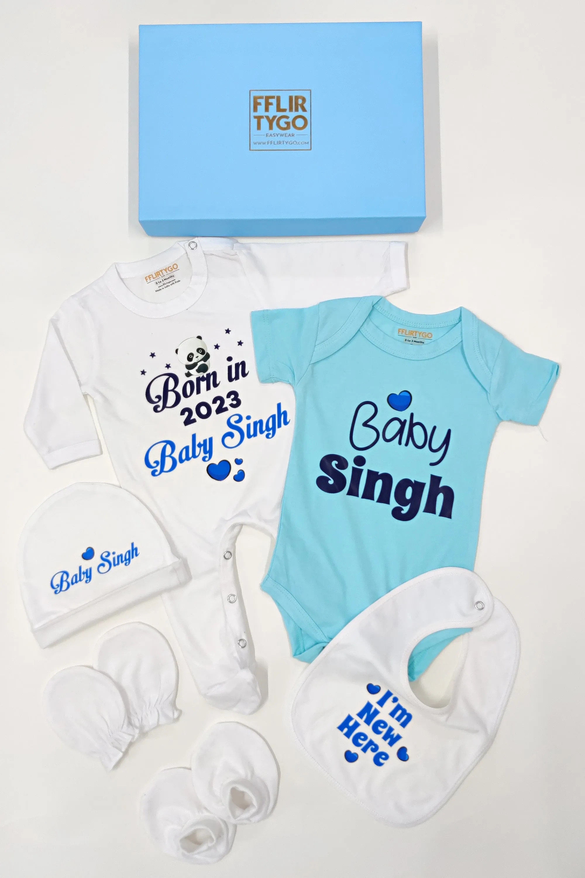 Blue Skies Welcome: Personalized Newborn Baby Gift Set