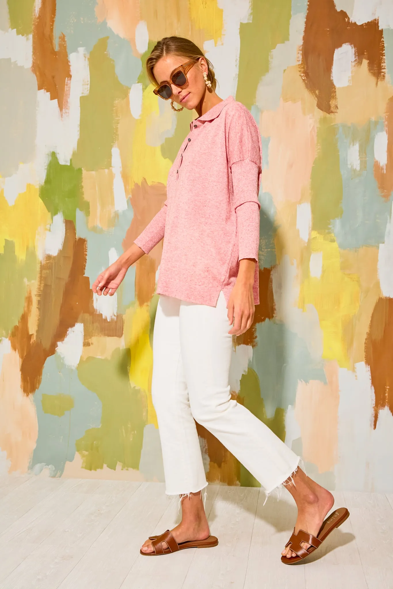 Blush Clayton Knit Polo