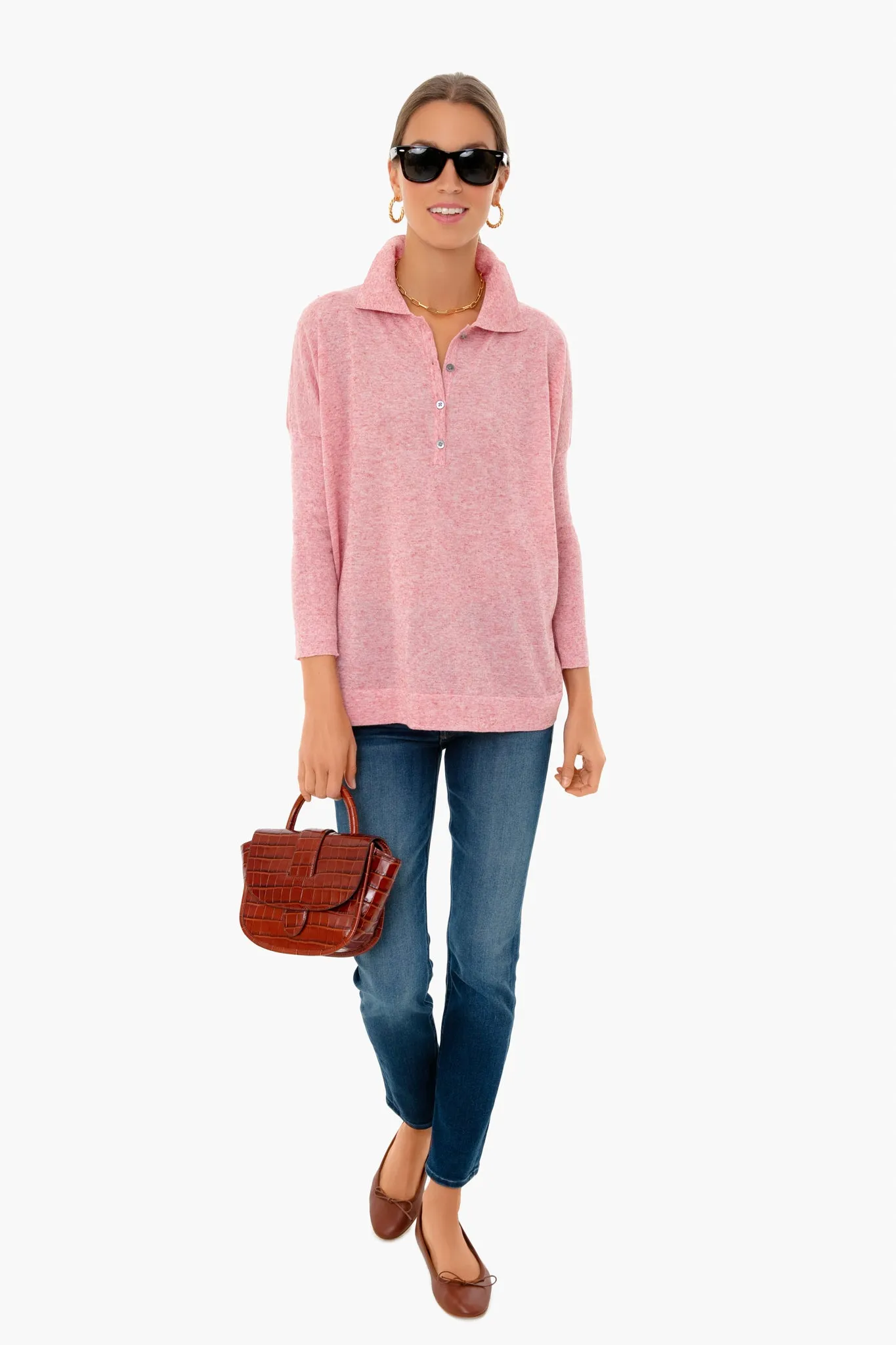 Blush Clayton Knit Polo