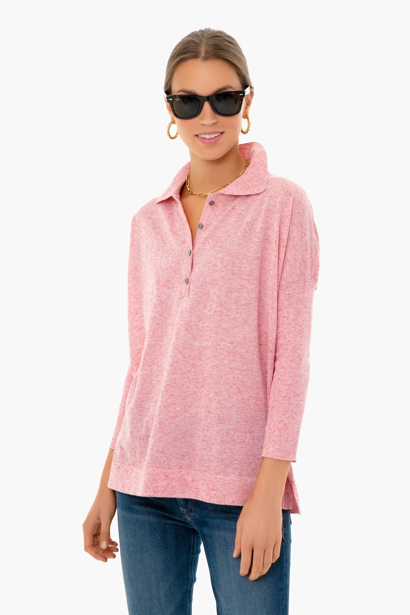 Blush Clayton Knit Polo