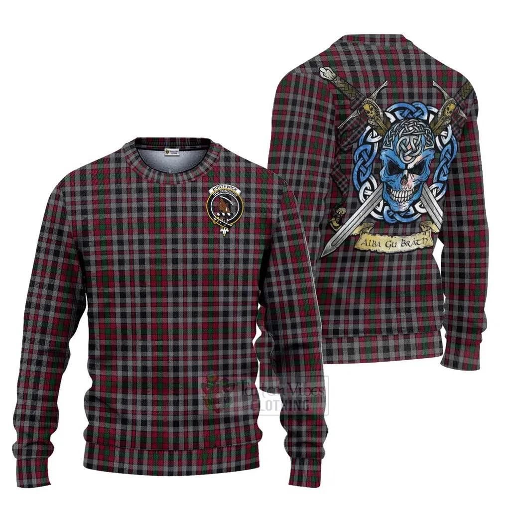 Borthwick Tartan Ugly Sweater with Family Crest Celtic Skull Style