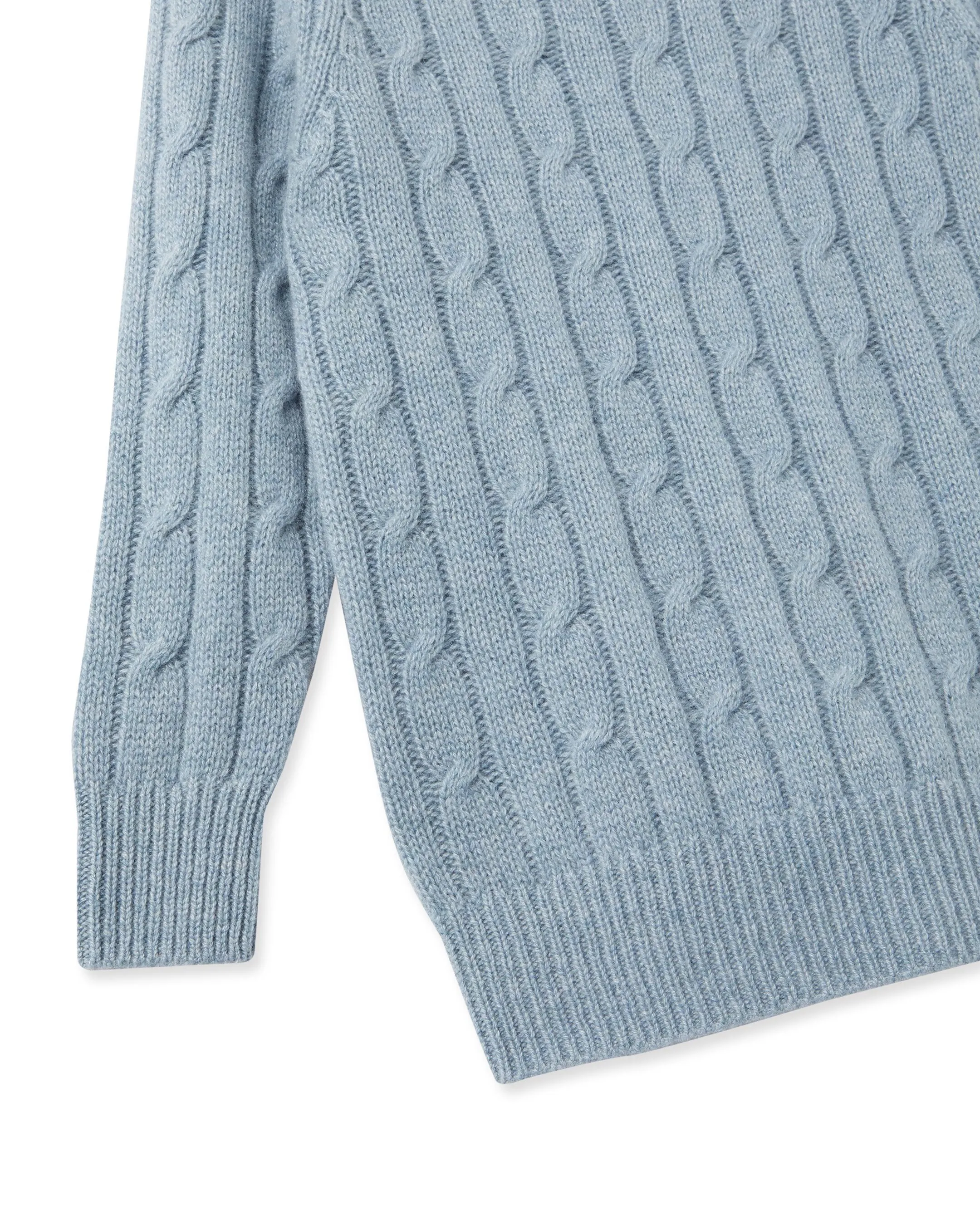 Boys Cable Turtle Neck Cashmere Sweater Heather Blue